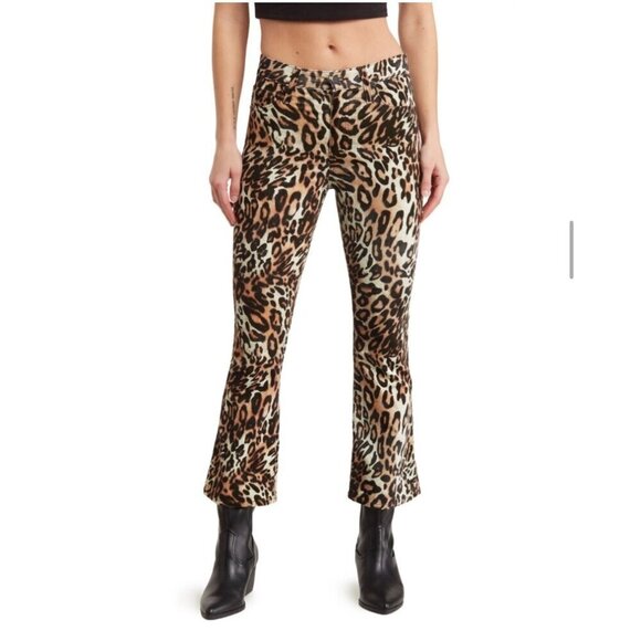 AG Quinne High Waist Crop Flare Leg Pants Leopard Size 26  NEW - Picture 1 of 6